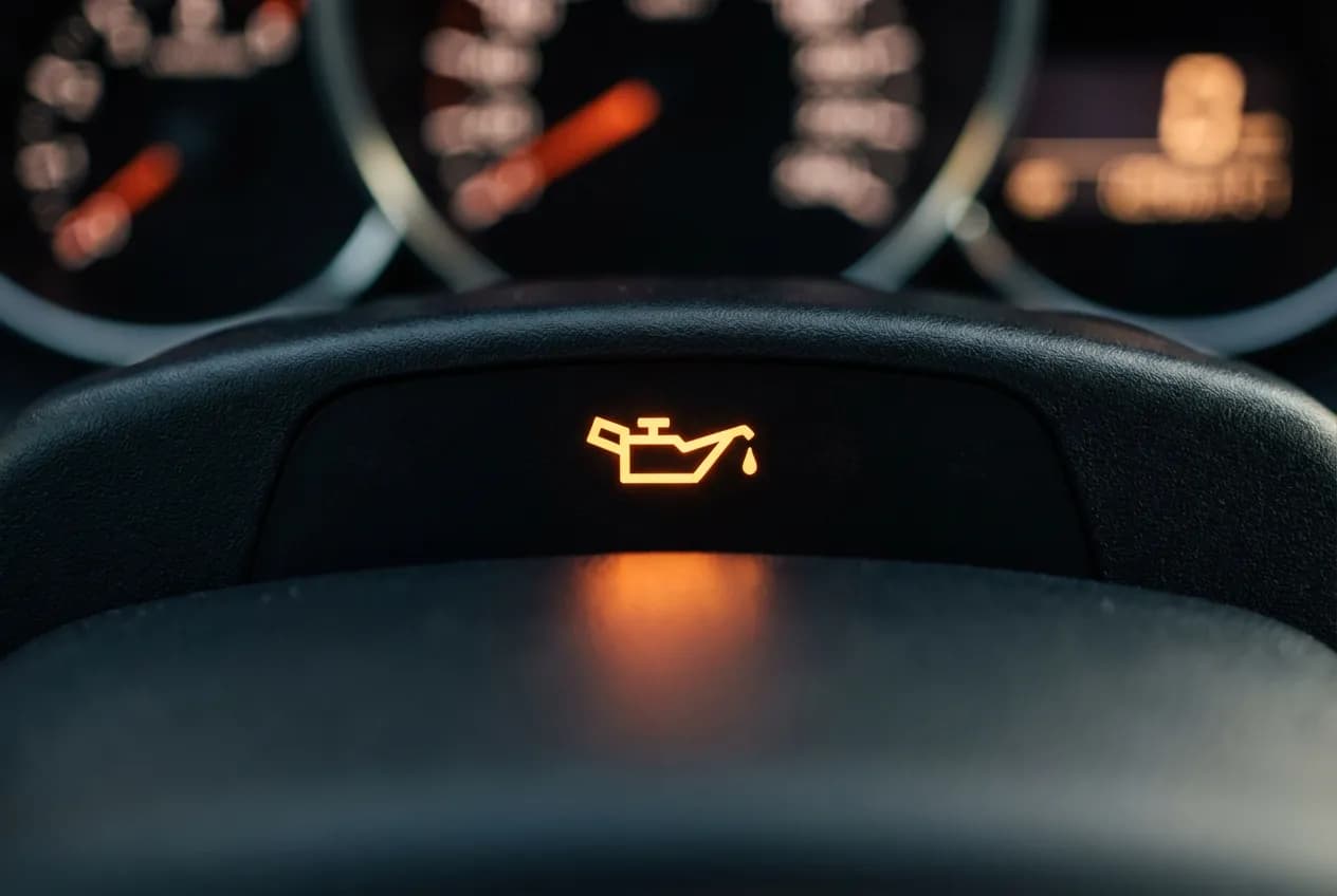 RAZ Vidange Trafic 2 : Tuto Remise à Zéro Compteur Service Gros plan sur le voyant orange de vidange allumé sur un tableau de bord sombre