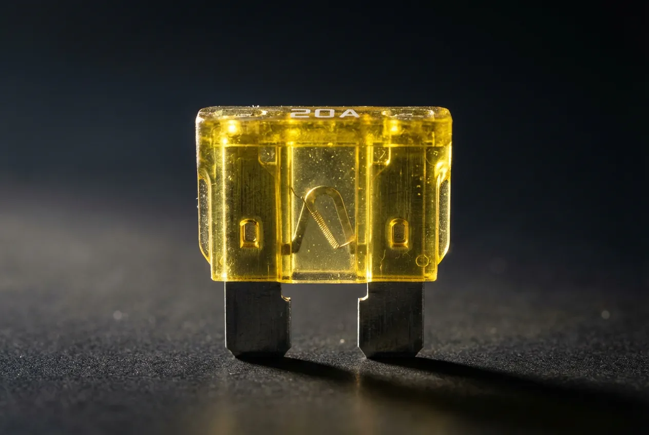 Fusible désactiver anti démarrage Peugeot : Guide Gros plan macro d'un fusible automobile, symbole du composant clé de l'antidémarrage Peugeot.